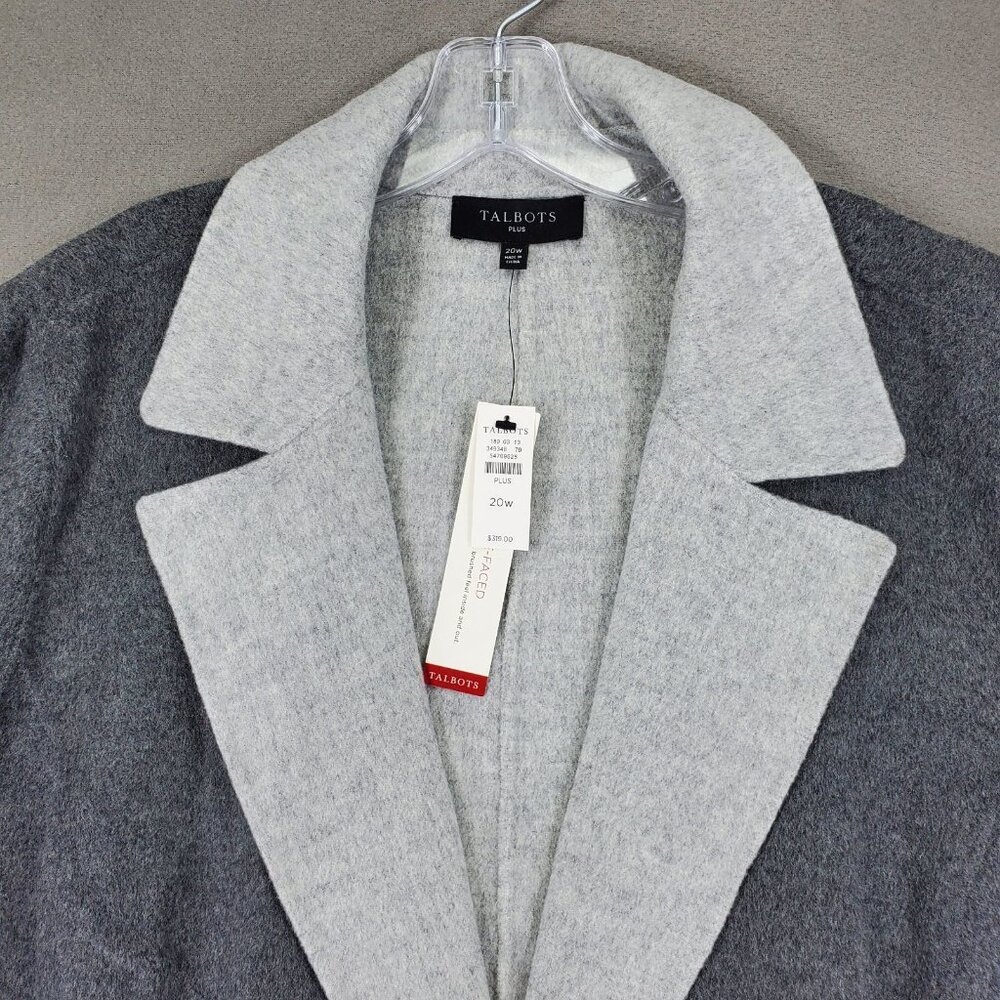 New Talbots Beautiful Soft Gray Wool Double Faced Flannel Coat 20W 2X Jacket - Picture 2 of 6
